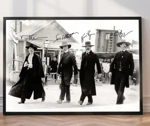 Vintage Tombstone Western Poster Canvas Print - Classic Wyatt Earp Walking Scene Artwork, Retro Black and White Movie Wall Decor for Living Room