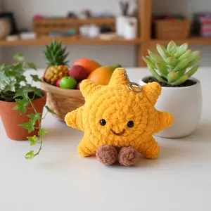 Jellycat Inspired Crochet Sun Keychain, Cute Sunshine Amigurumi Plush Charm, Handmade Bag Pendant, Soft Kawaii Gift for Friends