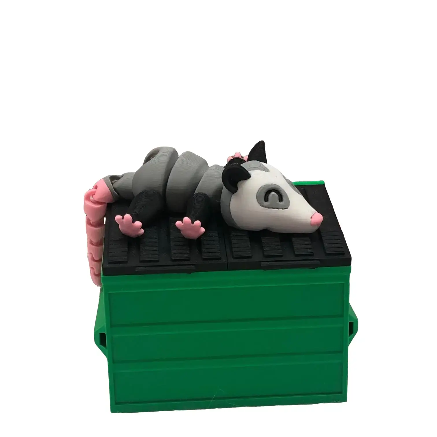 Articulated Opossum, Dumpster Opossum, 3D Printed Articulated Opossum with Dumpster, Articulated  Fidget ADHD Accessory Desktop Opossum Decor Movable Nature Ornaments Gifts