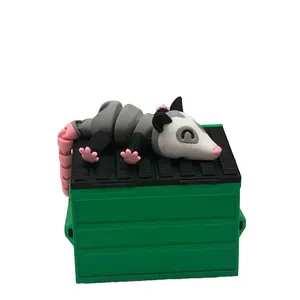 Articulated Opossum, Dumpster Opossum, 3D Printed Articulated Opossum with Dumpster, Articulated  Fidget ADHD Accessory Desktop Opossum Decor Movable Nature Ornaments Gifts