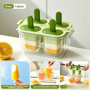 Double Layer Food Grade Ice Mold, DIY Ice Pop Maker, Kids Favorite Ice Cube Tray, Home Use Ice Ball Mold, Perfect for Homemade Ice Cream
