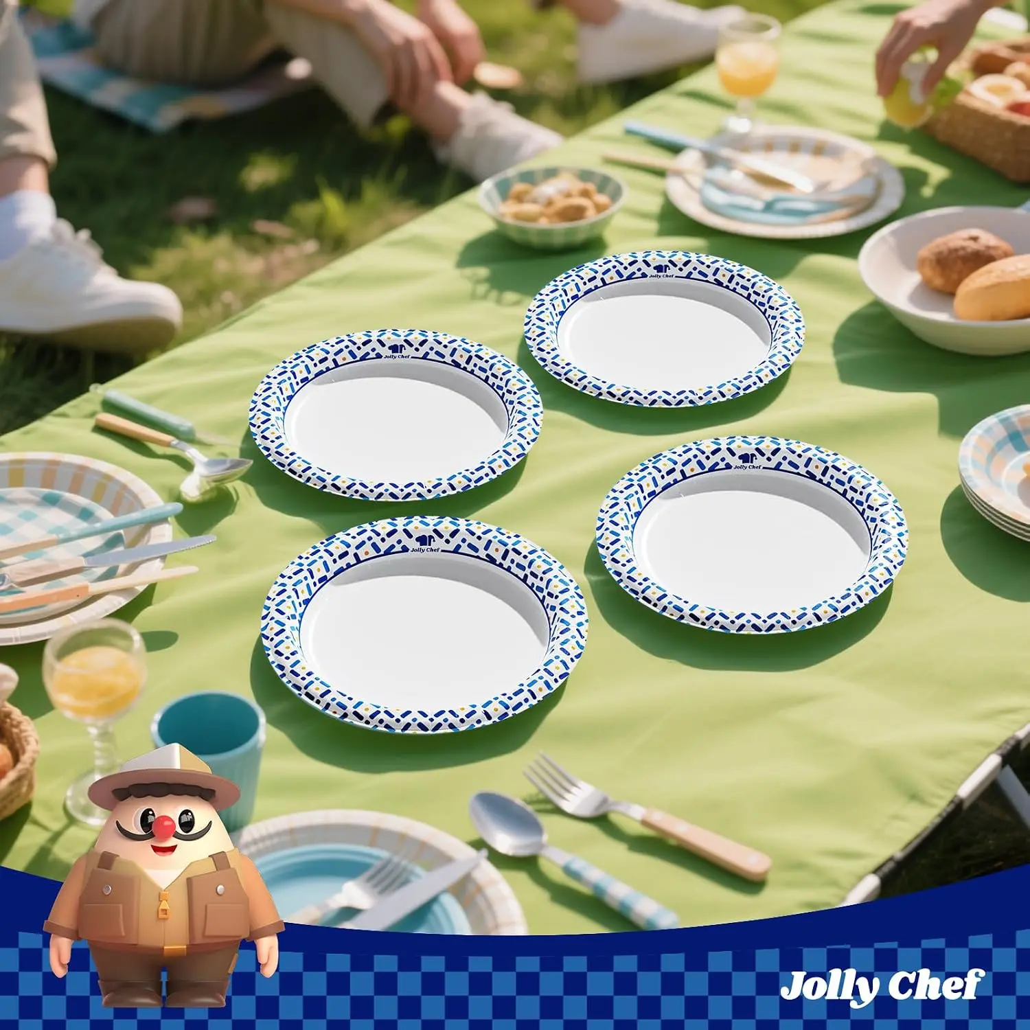 300 Count 8.5 Inch Disposable Paper Plates Heavy Duty Soak Proof Cut Resistant Party Picnic Dinner Dessert Plates White