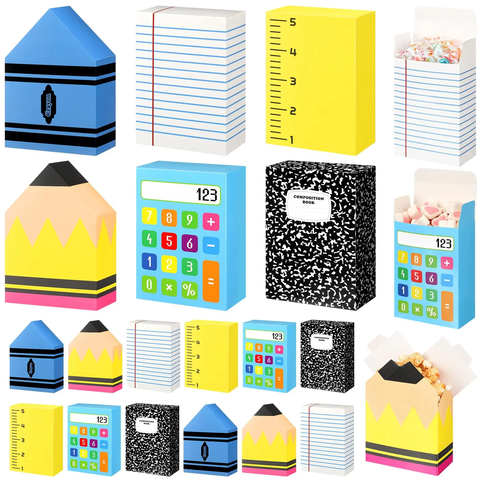 24/36 Pcs Back to School Gift Box Candy Boxes Treat Boxes kraft Paper Gift Box with Pencil Crayon Pattern School Party Gift for Teacher Students,First Day of School Classroom Birthday Preschool Kindergarten Party Gift,Class Gift Exchange