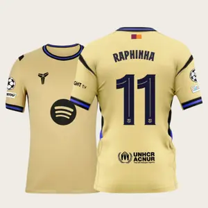 2526 Away No. 11 Raphinha  Retro Short Sleeve Soccer Football Jersey