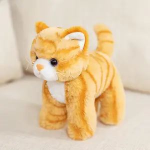 Simulation Orange Cat Plush Toys Stuffed Animals Stripped Cat Plush Toy Look Real Stuffed Cats Realistic Cat Plush Toys Stuffed Animal Birthday Party Holiday Home Decor