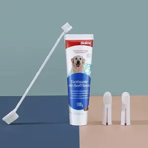 Pets Tartar Control Kit for Dogs Cats | Contains Toothpaste, Toothbrush & Fingerbrush | Reduces Plaque & Tartar Buildup | Safe for Puppies, 4-Piece