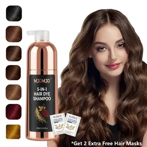 Dark Brown Hair dye Shampoo 5 in 1, Natural Hair Color Shampoo for Gray Hair, Shampoo Tinte Para el Cabello for Women and Men 100% Grey Hair Coverage,200ml and include 2 Extra Free Hair Masks