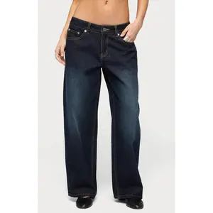 Edikted Women's Petite Raelynn Washed Low Rise Baggy Jeans