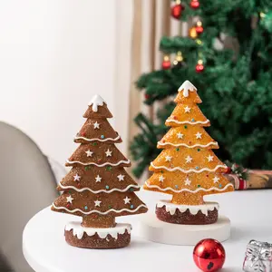 Gingerbread Christmas Tree Holiday Decoration, Resin Craft Desktop Ornament, Festive Home Decor, Perfect for Christmas Season