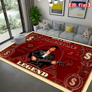 2D flat Rock-style music image, carpet, living room carpet, washable living room carpet, washable flannel living room carpet