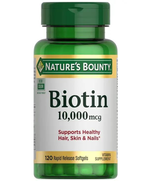 Nature's Bounty Biotin Hair Skin and Nails Vitamins, 120 Softgels | Supports Healthy Hair, Skin and Nails, 10,000mcg