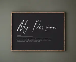 Valentines Wall Art My Person Valentines Decor, Soulmate Definition Poster, gift for boyfriend unique girlfriend present, Anniversary Print