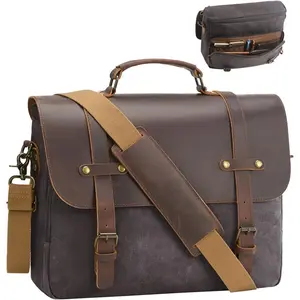 Mens Messenger Bag Waxed Canvas Laptop Briefcase 16"   Crossbody Bags  Satchel  Bag