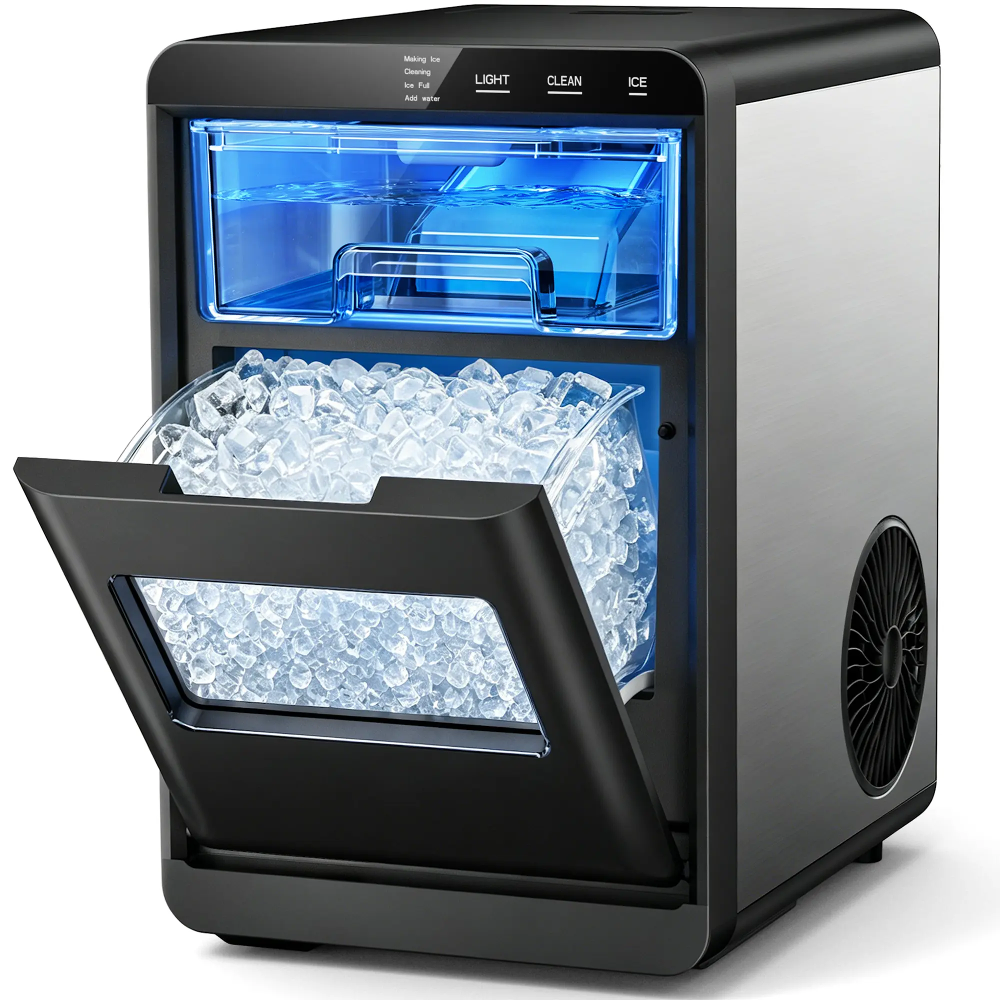 Countertop Nugget Ice Maker, 44Lbs/24H Chewable Pebble Machine with Ice Scoop & Basket, 1-Click Self-Cleaning for Home/Kitchen