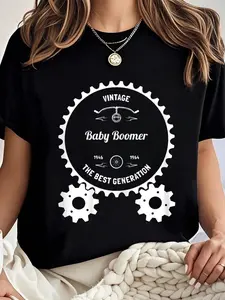 100% cotton Vintage Baby Boomer 1946-1964 the Best Generation T-Shirt Women Graphic T-Shirt Cotton Print short Sleeve Casual Top, Summer Tee Womens Tops