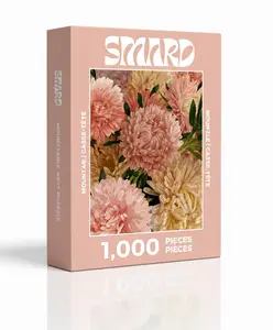 Yellow-Pink Mums Puzzle Black Art 1000 Pieces Jigsaw Puzzle for Adults Family Game Stress Relief Brain Training Wall Decor Gift 18x24inch(45.72 × 60.96cm)