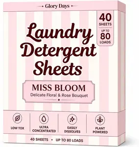 Glory Days Laundry Detergent Sheets – Enzyme-Powered, Plastic-Free, Gentle on Skin – 40 Sheets 80 Loads HE Compatible - Luxury Inspired Scents