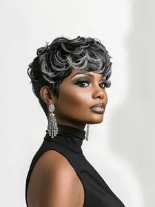 Women's Short Pixie Cut Wig with Bangs - Curly Elf Wig Suitable for all Light Beige Tones, Look for Daily Wear, & Instant Style - Comfortable Short Hairstyle