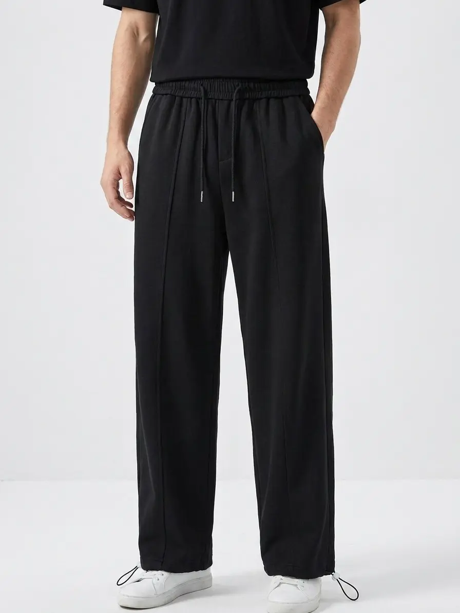 Men’s Mid-Rise Sweatpants - Elastic Waistband With Drawstring, Adjustable Leg Cuffs, 2-Way Design For Wide-Leg Or Cuffed Styles, Casual Athletic Long Pants