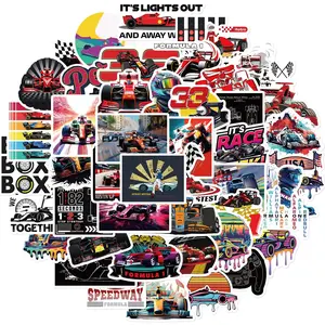 Race Car Series Sticker, 50pcs/set Waterproof Self Adhesive Decor Paper, Decor Sticker for Gift Greeting Card Water Bottle Laptop Phone, Decal Sticker