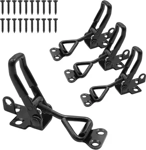 4 Pack Adjustable Black Toggle Clamp Latch (4001) Heavy Duty 220 lbs Toggle Latch & Quick Release Metal Pull Latches, Easy to Install for Lid Box Case Door  room(20pcs 0.6" Screws)
