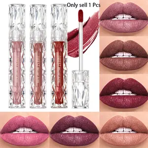 Waterproof Diamond Shimmer Glitter Lipgloss Matte Liquid Lipstick Shiny Pearl Glossy Lip Glaze Long Lasting LipTint Women Makeup