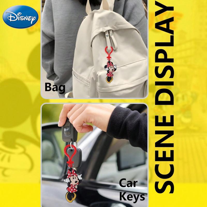Disney Mickey Keychain 1PC Official License 3D Cute Figurine Bag Clip Charms Anime Figure Keychain Collector Keyring Backpack Decor Durable PVC Rubber Gift