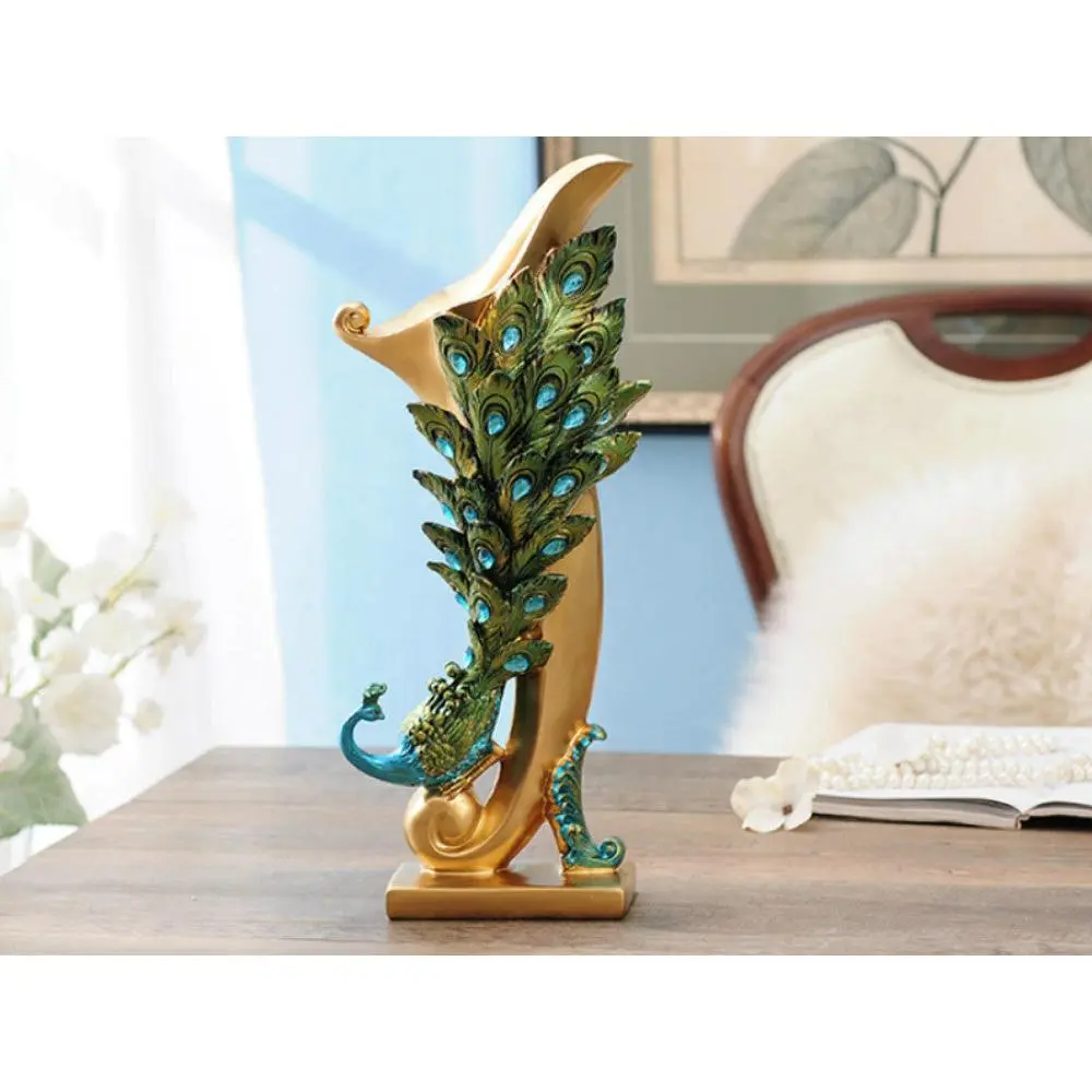 Beautiful Peacock Statue Vase with Embedded Jewels
