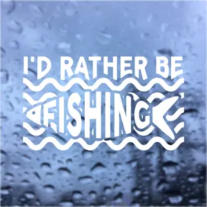 I'd Rather Be Fishing Car Sticker - Vinyl Decal for Car - 6" x 3.5" Weather-Resistant High-Quality Durable Adhesive for Indoor & Outdoor Use