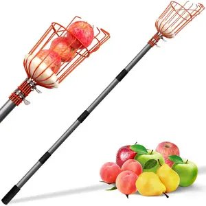 13FT Fruit Picker, Adjustable Fruits Picker Tool with Lightweight Stainless Steel Pole and Big Basket, Fruit Catcher Equipment Tree Picker for Apples Mango Pear Orange Avocados Fruit Picking
