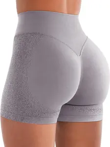 Women Workout Impact Shorts 4.5" Scrunch Hidden Scrunch Butt Lifting Gym Shorts Seamless Booty Biker Shorts