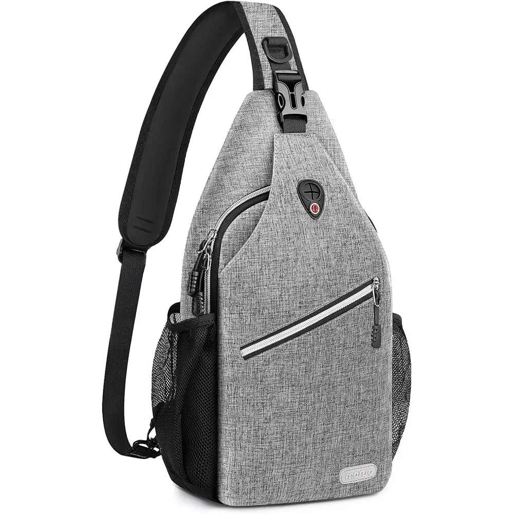 MOSISO Women's Chic Plain Synthetic Sling Bag - Water Resistant, Zipper Closure, Multipurpose Shoulder Strap Casual Crossbody Messenger Bag for Travel, Hiking, Basic, 15.3 X 7.5 X 3.5 Inch, Adjustable Shoulder Strap, Fantasy, Breathable Padded Strap