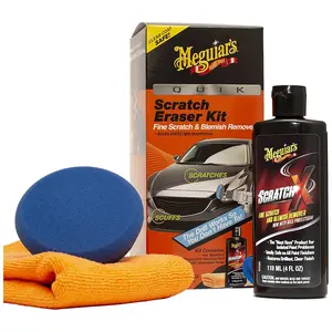 Meguiar’s G190200 Quik Scratch Eraser Kit; Car Scratch Removal Kit; Includes ScratchX, Drill Pad & Microfiber Towel