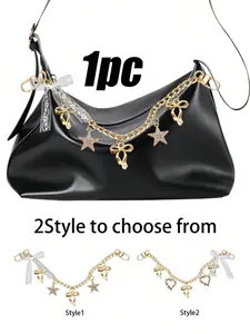 Elegant Y2K Sweet Fashion Silver Color Chain Bow Heart Star Lace DIY Bag Charm, Fashionable Chain Strap, Shoulder Strap Purse, Valentine's Day Gift