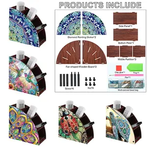 Floral & Animal Pattern Diamond Arts Colorful Painting Storage Box, DIY Diamond Arts Colorful Painting Organizer Box, Home Dining Living Room Table Top Art Decoration