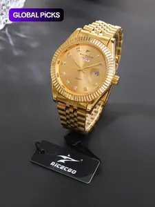 Men's Business Round Dial Analog Quartz Watch, Fashion Watch for Party, Daily Clothing Decor, Trendy All-match & Exquisite Watch for Birthday Gift with Box, Quartz Wristwatch, Stainless Steel Watch
