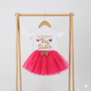 Big Sister Announcement Outfit | Cute Toddler Girl Promoted To Big Sis T-Shirt & Tutu Skirt Set | Pregnancy Reveal Gift