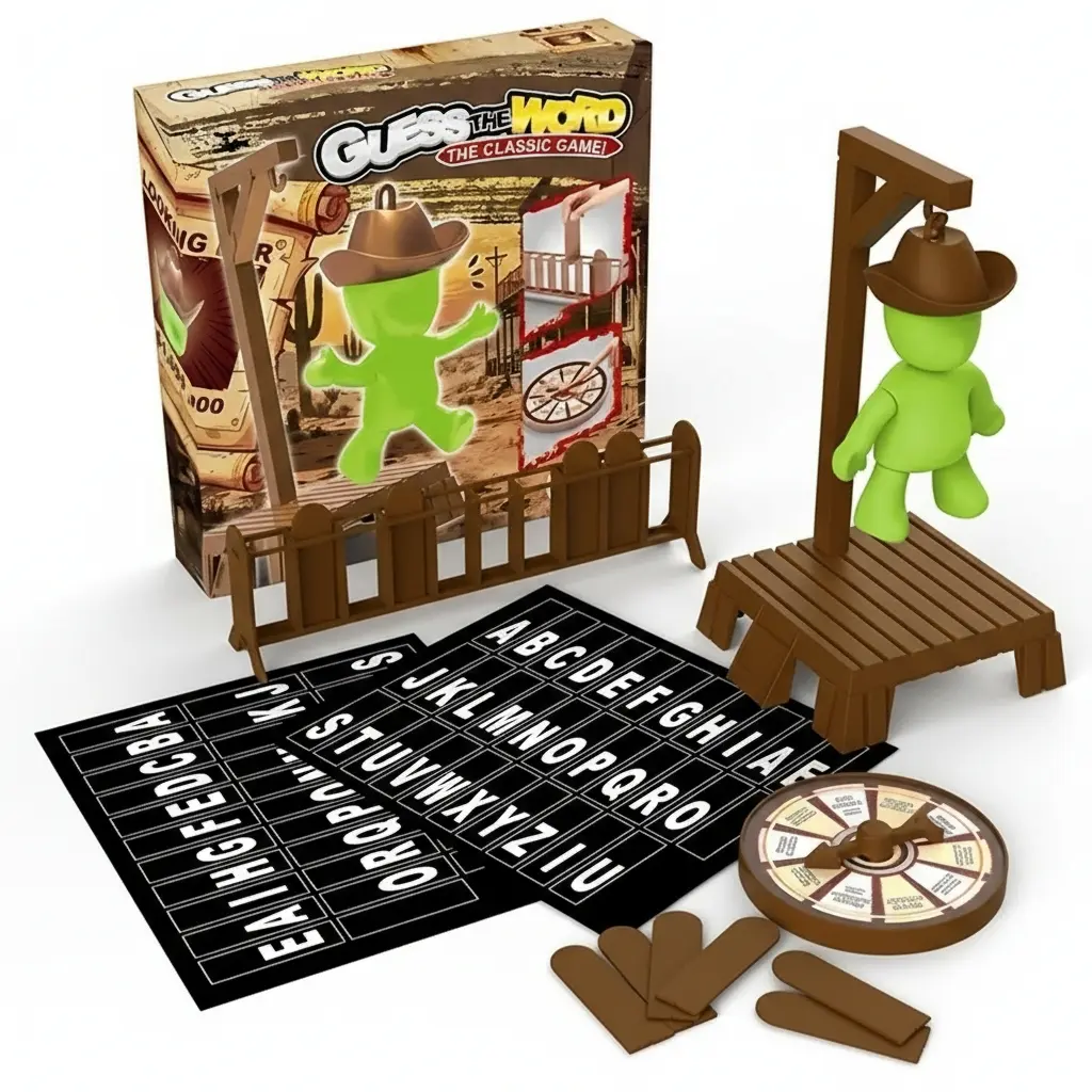 Family Party Icebreaker Game, 2 Players or More, Fun Challenge, Includes Hanged Man Model and Letter Cards, Learning & Entertainment, Family Board Games, Table Games, Hangman Board Game, Board Games Night
