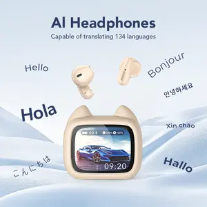 Miniso MS102-AI Translation Earphones, Bluetooth 6.0, LED display, high-fidelity wireless earphones, IPX5 waterproof rating, noise-canceling microphone, stereo in-ear headphones, suitable for office, sports, and study | Built-in microphone | Earphones