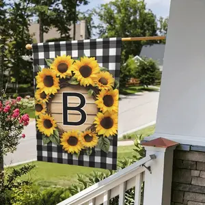 Sunflowers Monogram Garden Flag, Floral Everyday Flag, Sunflower Double Sided Outside Small Family Last Name Initial Yard Decoration, Home Decor, Outdoor Decor, Yard Decor, Garden Decorations Wreath