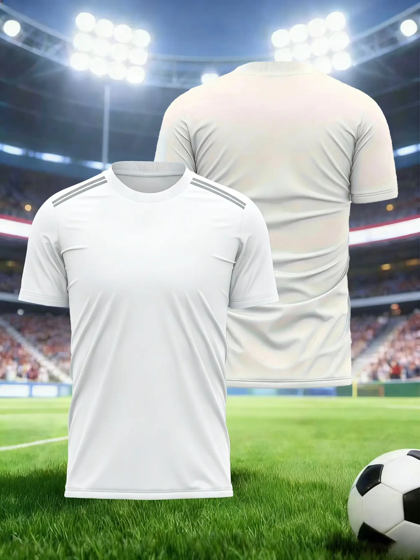 Sport T-shirt can be customized with round-neck football design, short-sleeved T-shirt. It is comfortable, breathable, quick-drying and features personalized name and number. Suitable for team sports training and casual wear.