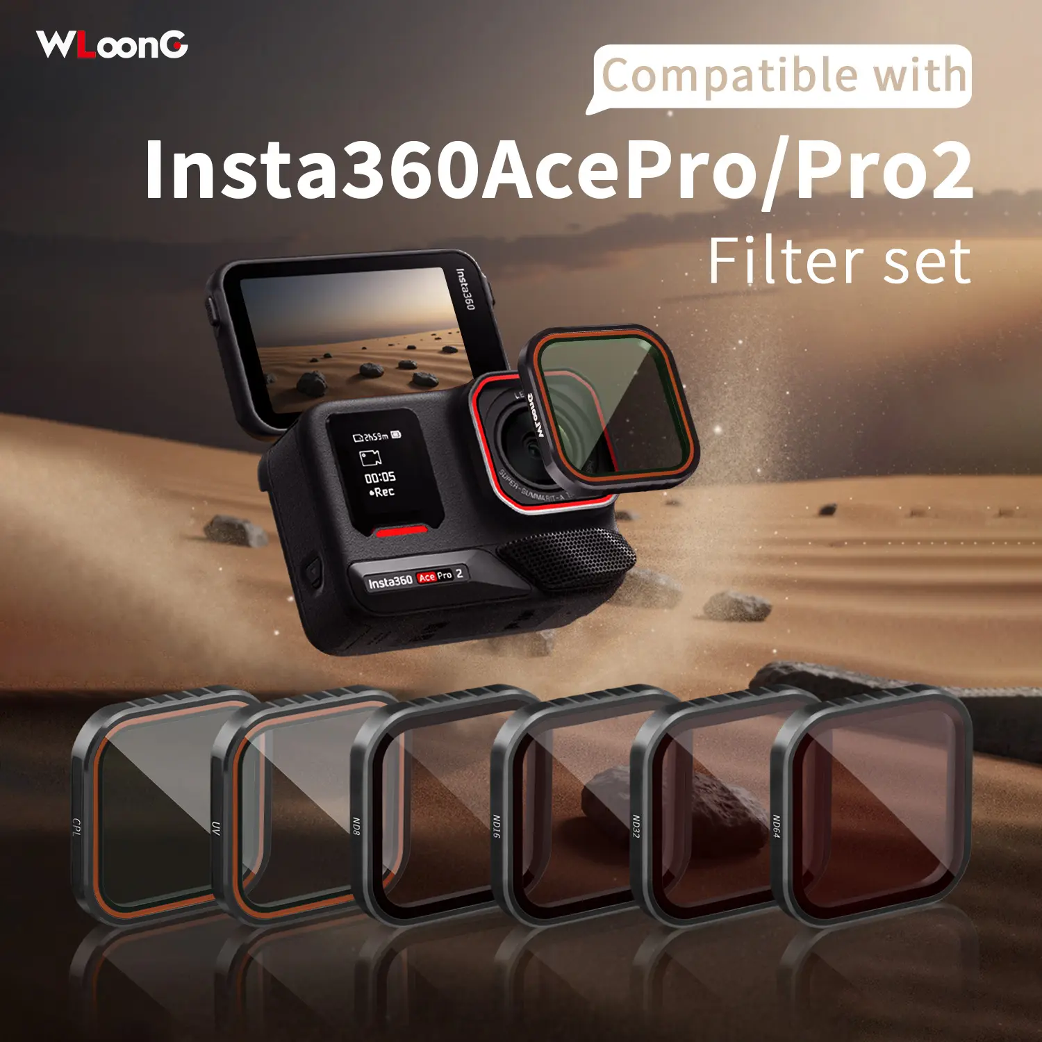 for Insta360 AcePro/AcePro2 Filter Set, Camera Photo Accessories, Nd Lens Filter, Aluminum Alloy Frame/Ultra-Clear Optical Glass, Perfect for Outdoor Sports, Holiday Travel, Creative ND Filter Set, Easy to Install and Remove, Festival Creative Filter