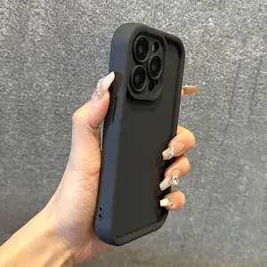 Iphone Solid Color Matte Soft Shell Case - Anti-Fall Mobile Phone Case Transparent White Black for Men Women for iPhone17/16 15 14 13 12 11 XS XR X 7 8 Mini Plus Pro Max SE