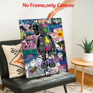 Street Art Framed Wall Arts Kaws Character Posters Graffiti And Pop Culture Canvas Prints Urban Street Style Wall Decor Canvas Art Print For Living Room Bedroom Office Gift Ready To Hang