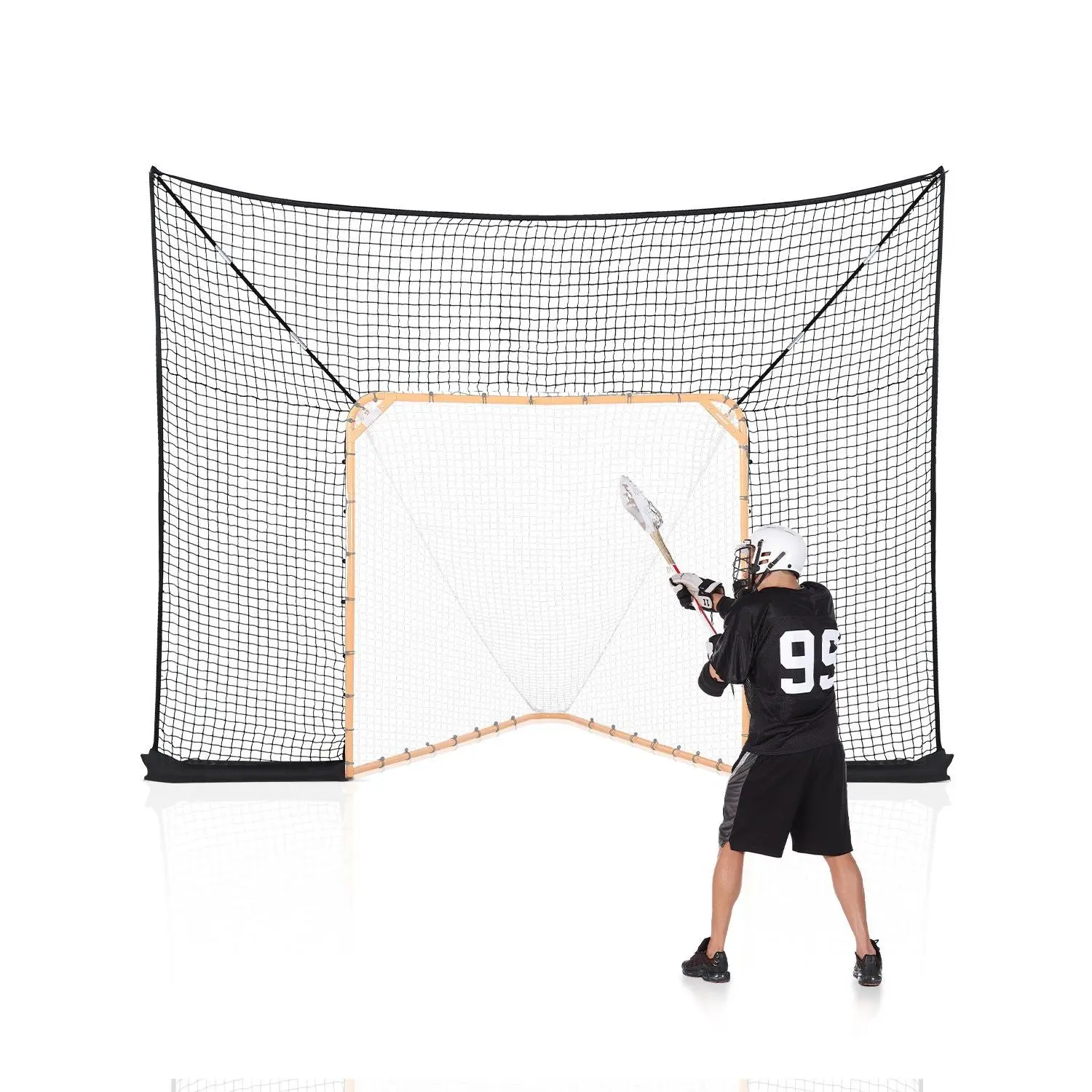 【Summerfinds】VEVOR Upgraded Polyester Thread Hockey & Lacrosse Goal Backstop Net (12x9 ft, NET ONLY), Sturdy Overall Structure, 14 Carabiners, Easy Assembly, Complete Accessories, Versatile Usage, for Adult & Youth