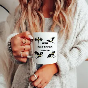 Sarcastic Dragon Mug | Fantasy Book Lover Gift | "Fully Caffeinated & Dangerous" Coffee Cup | Gothic Dragon Coffee Mug