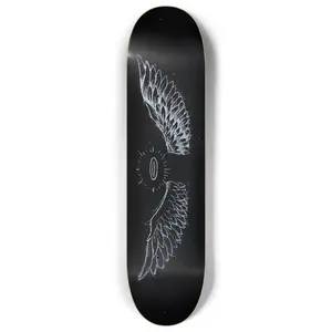 Wings 7-Ply 100% Canadian Maple Skateboard Deck 8 x 32 Inches with Medium Concave Design Black & White Wings Artwork