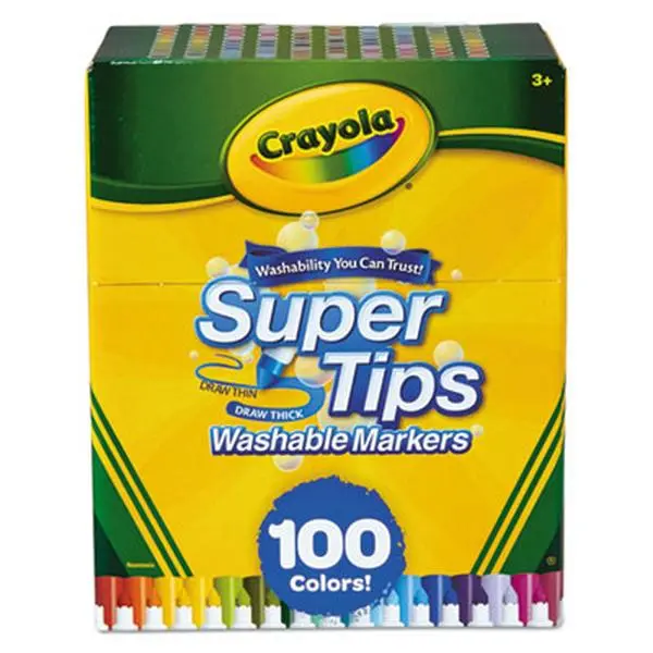 Crayola Super Tips Marker Set (100ct), Fine Point Washable Markers, Drawing Markers for Kids & Adults, Great for Thick & Thin Lines
