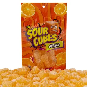 Sour Cubes Chewy Gummy Candy, Tangy Blocks Gummy, Blue Raspberry, Grape, Strawberry, Orange, and Green Apple Flavors, 4 oz Party Size Bag Orange