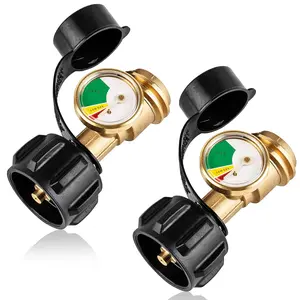 2 PCS Propane Tank Gauge with Leak Detector, Universal Level Indicator for 5-40lb Tanks, Compatible with Camping Stoves, Heater, BBQ Grills, Gas Burners and More